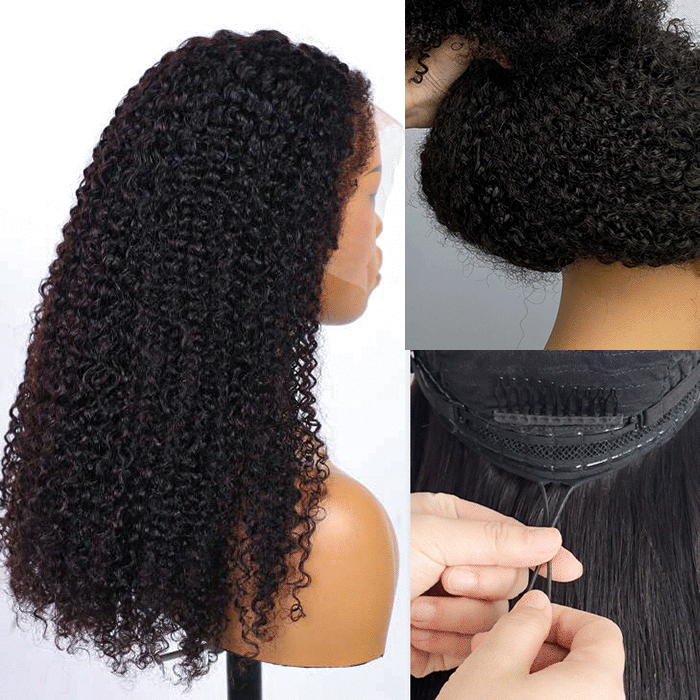 Glueless Kinky Curly Wig with Kinky Edge Hairline Looks Like It Grows Out of Your Scalp 13x4 13x6 HD Lace Wig with Drawstring