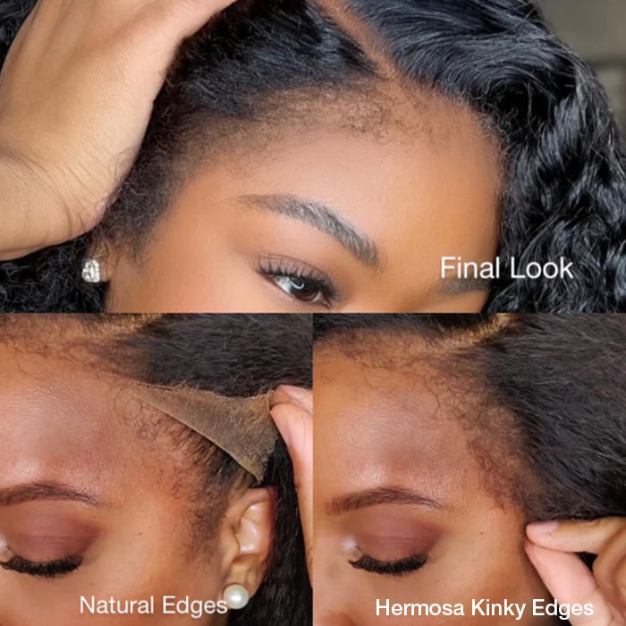 Kinky Edges Hairline Lace Front Wigs Pre Cut 8x5 13x4 HD Lace Human Hair Wigs 180% Density