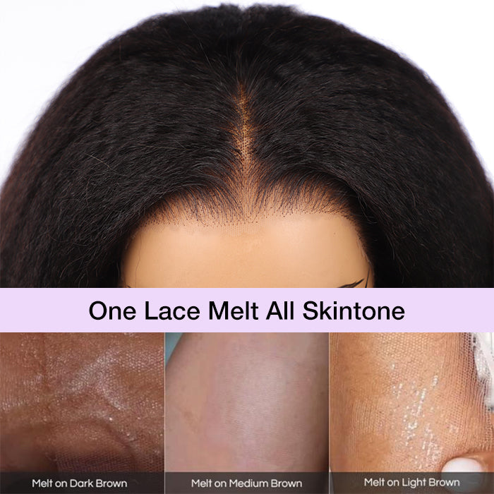 Bleached Knots Kinky Straight Hair Bob Wig Pre-cut Hd Lace Wear Go Glueless Human Hair Wigs