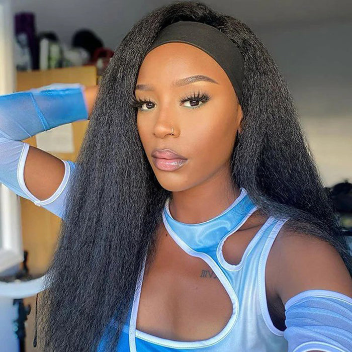 Easy Wear Kinky Straight 3 In 1 Half Wig With Drawstring Comfortable Fit No Glue Needed