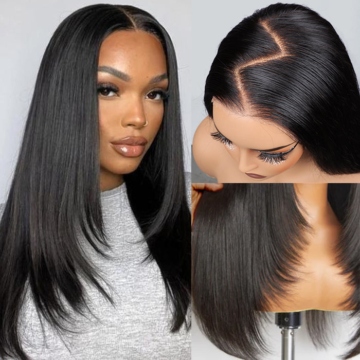 Hermosa Layered Cut Pre-plucked Glueless 13x4 Frontal Lace Wig 100% Human Hair Wigs