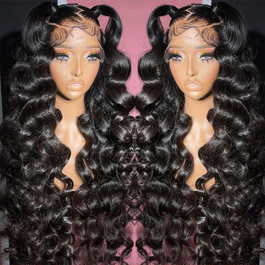 Loose Wave 13x6 Full Lace Frontal Wig Pre Bleached Glueless Lace Human Hair Wigs For Women