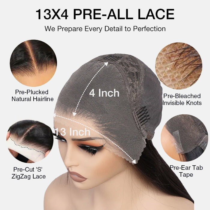 220% Density 13x4 HD Lace Ear-to-Ear Frontal Straight Wig Invisible Knots Realistic Hairline Large & Small Cap Size