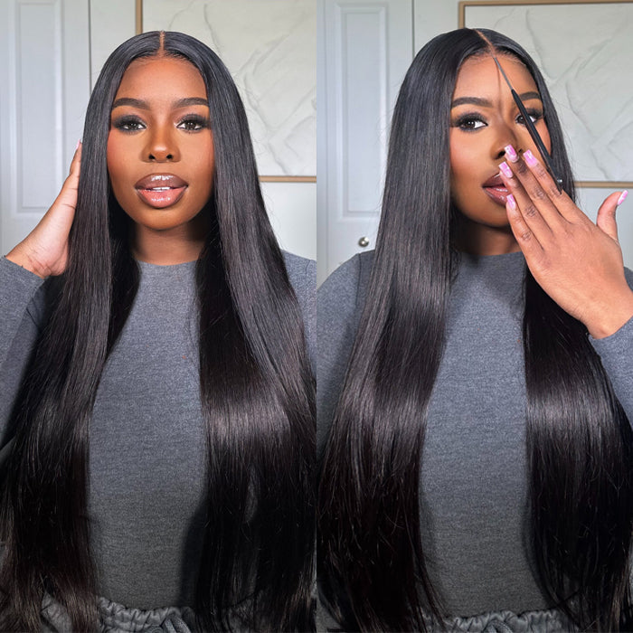 8x5 HD Lace Straight Glueless Wig Pre Bleached Knots Ship In 24H