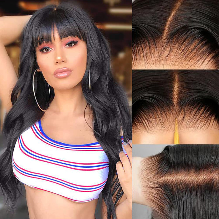 2Wigs = $199 | Silky Straight & Body Wave Wig With Bangs 8x5 HD Lace Put On And Go Quick & Easy Glueless Wig