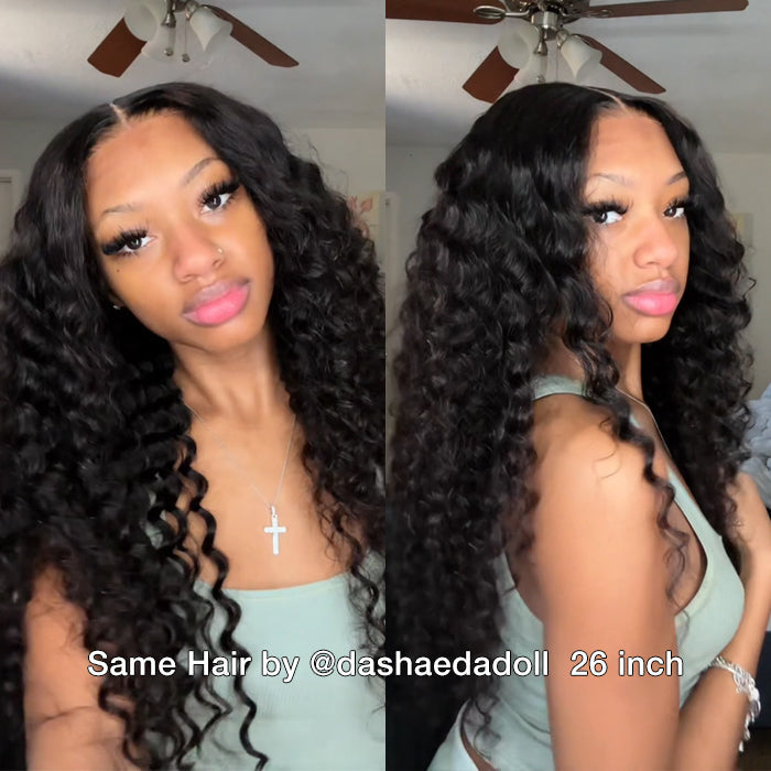 Deep Wave 8x5 HD Glueless Lace Wig Pre-Cut Pre Plucked Pre Bleached Wear Go Easy Wig Ship In 24H