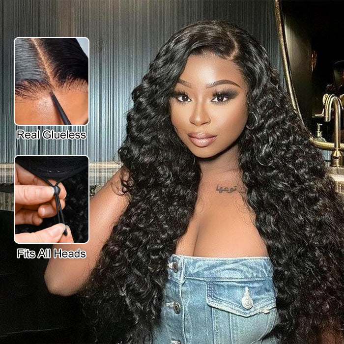Deep Wave Wig Ear-to-ear Glueless 13x6 Full Frontal HD Lace Wig with Drawstring Friendly To All Heads
