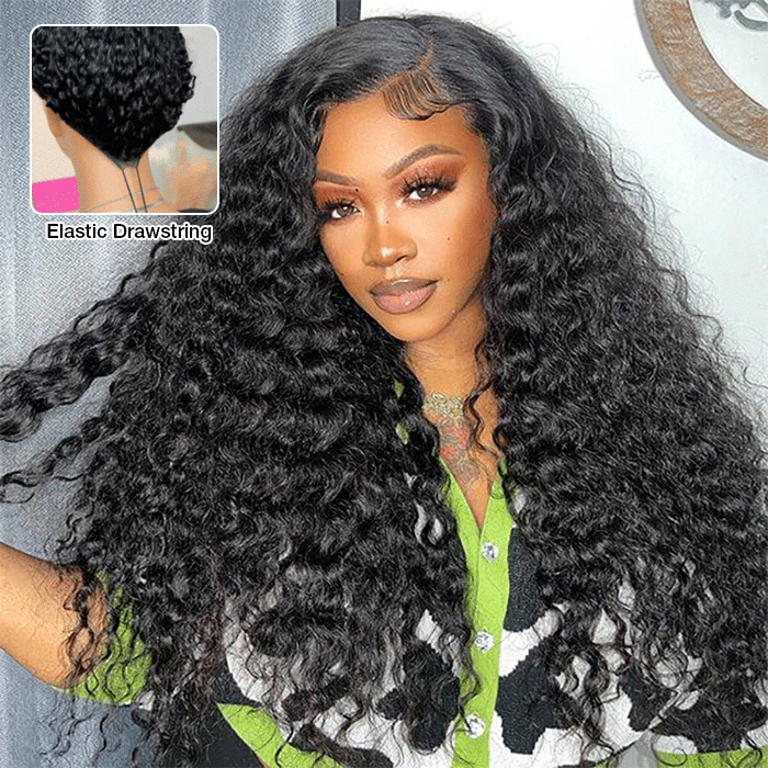 Deep Wave Wig Ear-to-ear Glueless 13x6 Full Frontal HD Lace Wig with Drawstring Friendly To All Heads