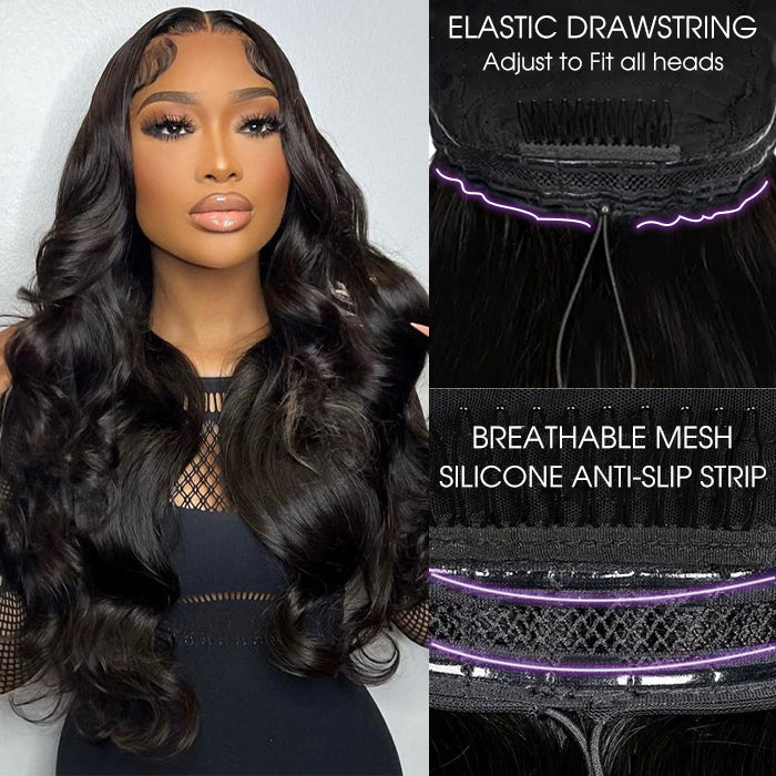 Drawstring Glueless Wig HD Lace Body Wave 13x6 Full Lace Frontal Wigs Friendly To All Heads