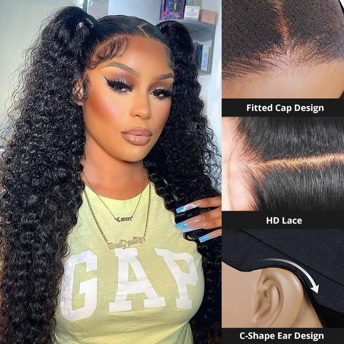 Deep wave Glueless Wig Human Hair Pre Cut 8x5 HD Lace Closure Wigs Put on Go Pre Everything Wigs No Skills Needed