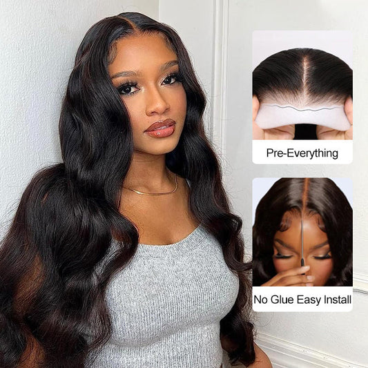 Body Wave Wigs 4x4 HD Invisible Lace Closure Wigs Pre Plucked Glueless Human Hair Wigs