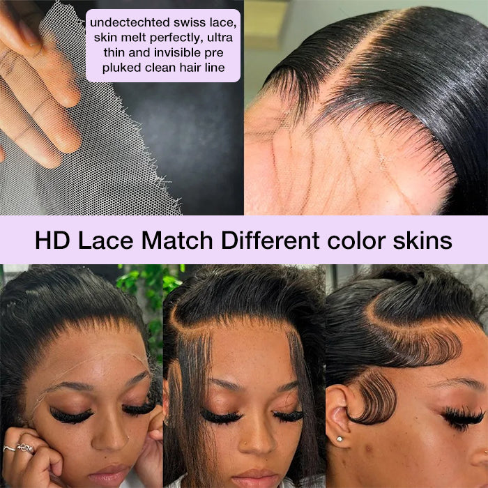 5x5 HD Lace Closure Straight Wigs Human Hair Put On Go Glueless Wigs Human Hair Pre Plucked