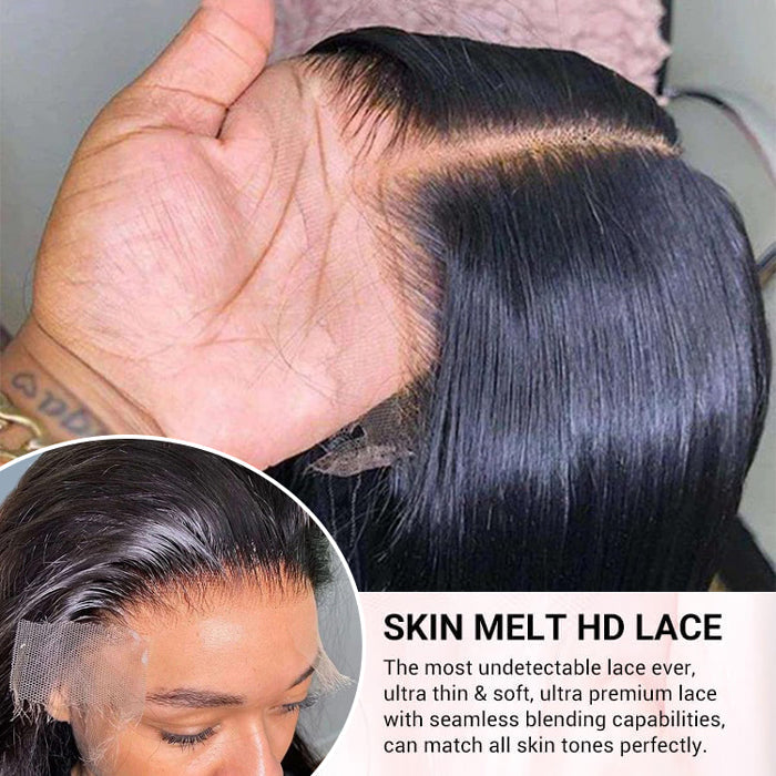 Body Wave Wigs 4x4 HD Invisible Lace Closure Wigs Pre Plucked Glueless Human Hair Wigs