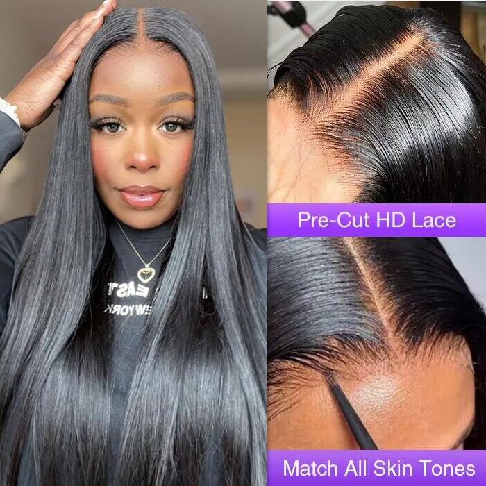 C-Shape Ear Design Glueless 8x5 Straight HD Lace Wig Pre-Cut Closure Wig Wear Go Invisible Knots