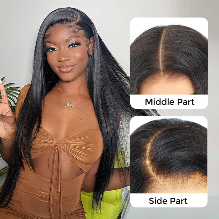 5x5 HD Lace Closure Straight Wigs Human Hair Put On Go Glueless Wigs Human Hair Pre Plucked