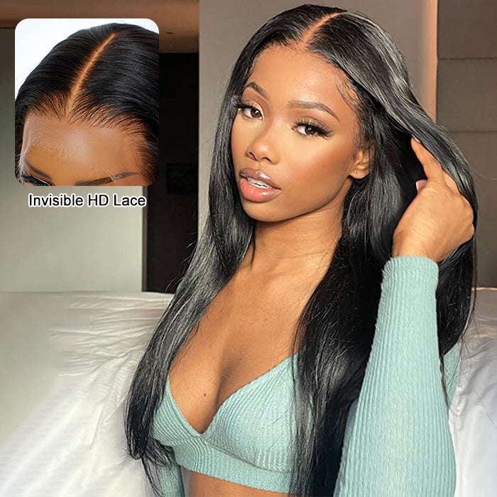 5x5 HD Lace Closure Straight Wigs Human Hair Put On Go Glueless Wigs Human Hair Pre Plucked