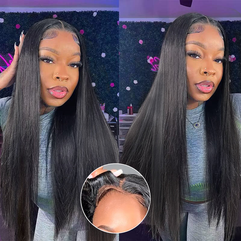 C-Shape Ear Design Glueless 8x5 Straight HD Lace Wig Pre-Cut Closure Wig Wear Go Invisible Knots