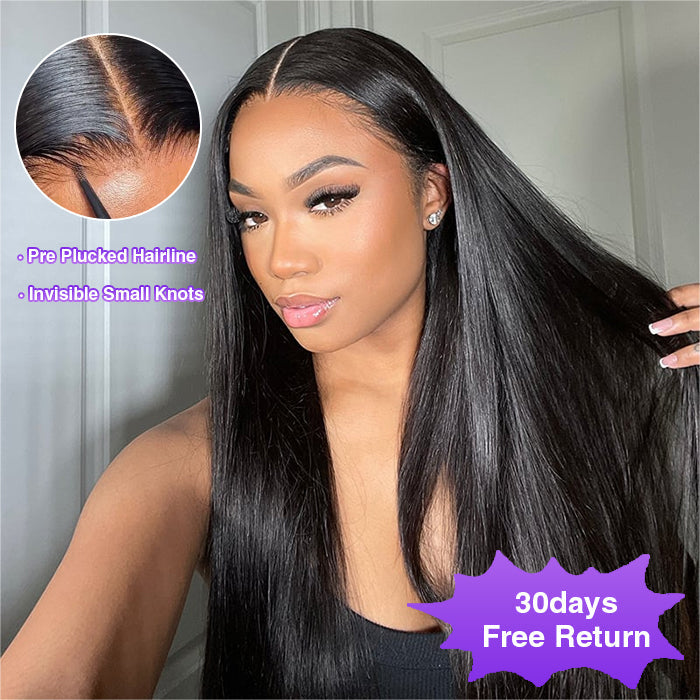 C-Shape Ear Design Glueless 8x5 Straight HD Lace Wig Pre-Cut Closure Wig Wear Go Invisible Knots