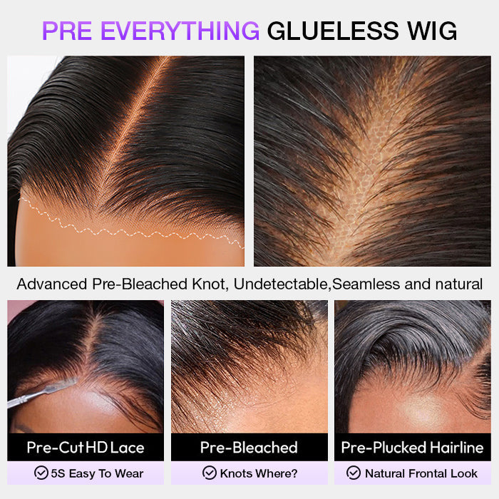 Glueless Water Wave 4x4 HD Invisible Lace Closure Wigs Pre Plucked & Pre Bleached Human Hair Wigs