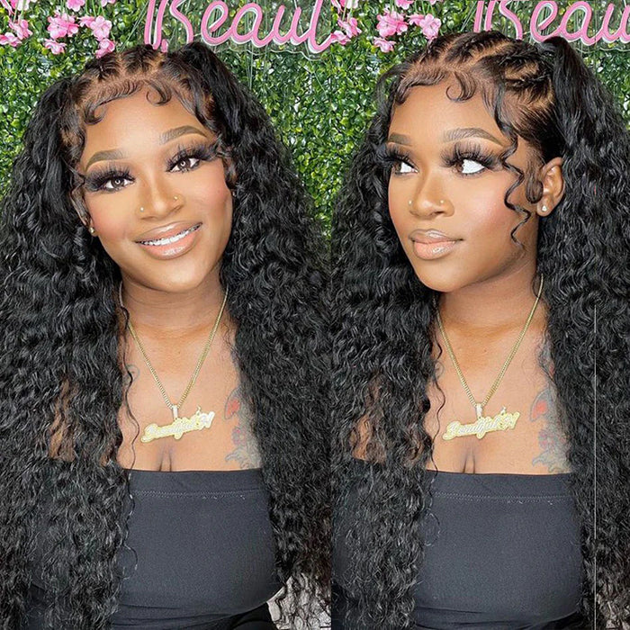Glueless Water Wave 4x4 HD Invisible Lace Closure Wigs Pre Plucked & Pre Bleached Human Hair Wigs