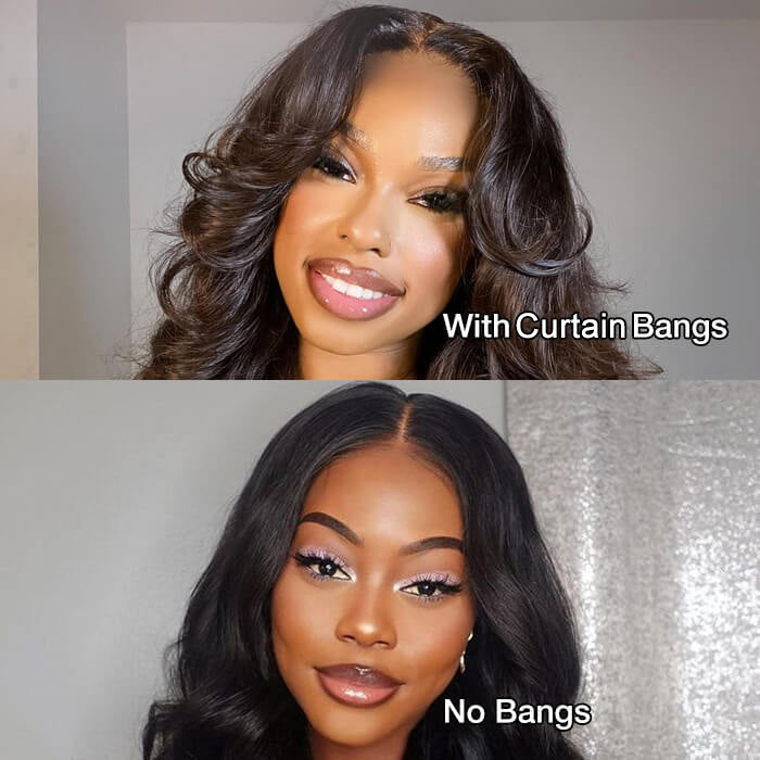 Curtain Bangs Face-Framing Upgraded Body Wave Glueless 13x4 13x6 HD Lace Human Hair Wigs for Women