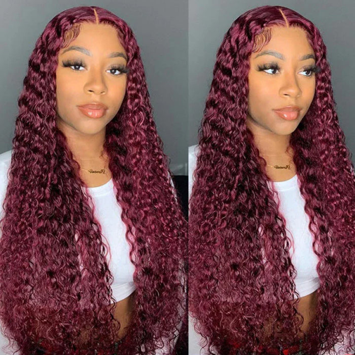 99J Burgundy 4x4 HD Lace Closure Human Hair Wig with Pre Plucked Hairline