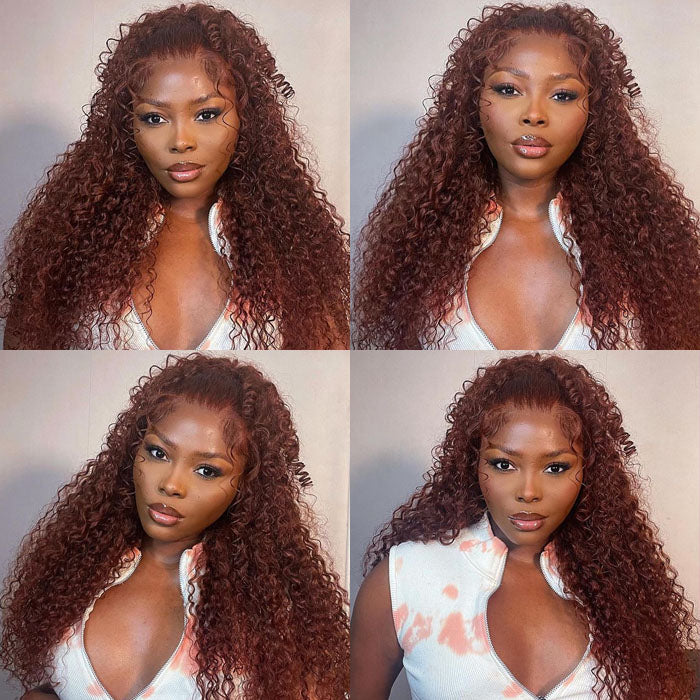 #33 Reddish Brown 5x5 HD Transparent Lace Pre Plucked Natural Hairline Human Hair Wigs