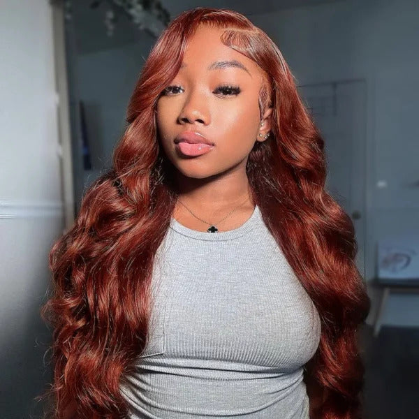 220% Density 8x5 HD Lace Glueless Wig 33# Reddish Brown Body Wave/Water Wave 10A Quality