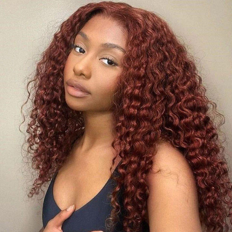 220% Density 8x5 HD Lace Glueless Wig 33# Reddish Brown Body Wave/Water Wave 10A Quality
