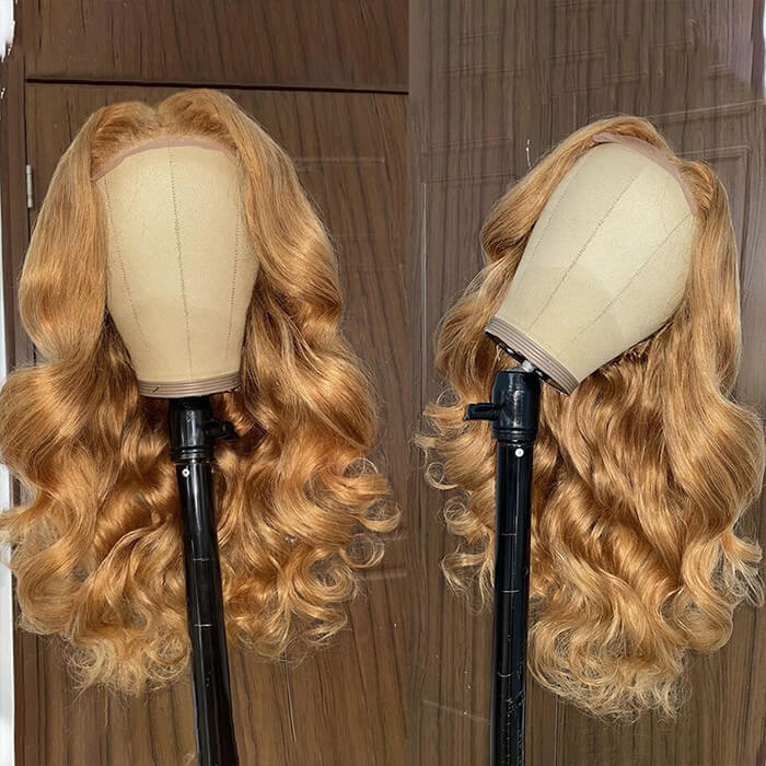 Honey Blonde 13x4 HD Transparent Lace Front Wig #27 Blonde Colored Human Hair Frontal Wig