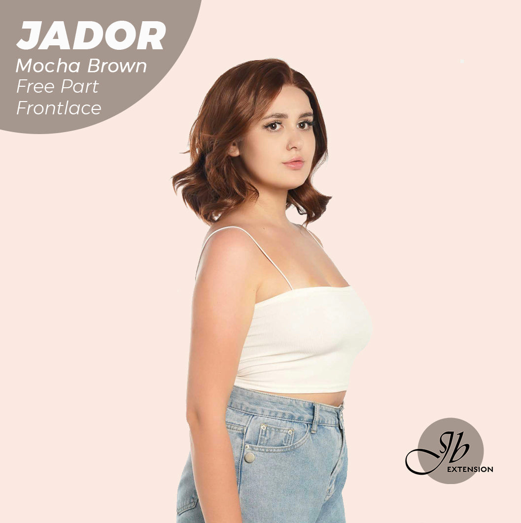JBEXTENSION 10 Inches Mocha Brown Curly Lace Front Wig.Pre Plucked 13*3 HD Transparent Lace Frontal Handmade Futura Fiber Swiss Lace Synthetic Fiber Glueless Wig JADOR MOCHA BROWN