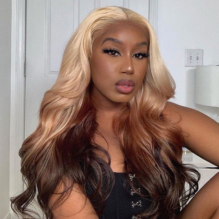 613 Blonde Ombre Lace Front Wig Brazilian Body Wave Human Hair Wigs Pre Plucked