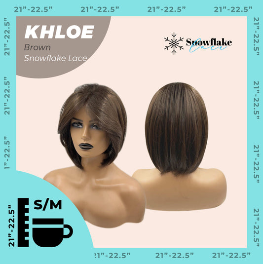 JBEXTENSION 12 Inches Bob Cut Brown Pre-Cut Snowflake Lace Frontlace Glueless Wig KHLOE BROWN【PERMATEASE】【BENDY EAR TABS】