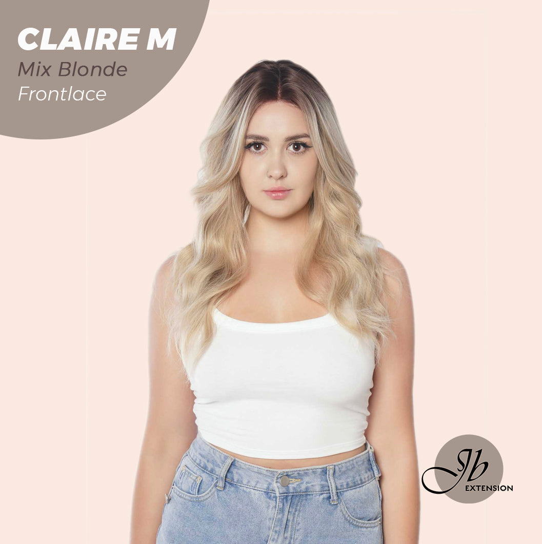 JBEXTENSION 22 Inches Body Wave Mix Blonde Pre-Cut Frontlace Glueless Wig CLAIRE M BLONDE