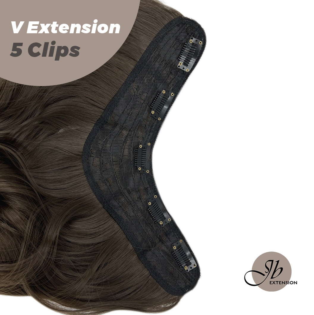 JBEXTENSION 20 Inches Hair V Extensions 5 Clip-in Curly Hair Extension With Clips 190g