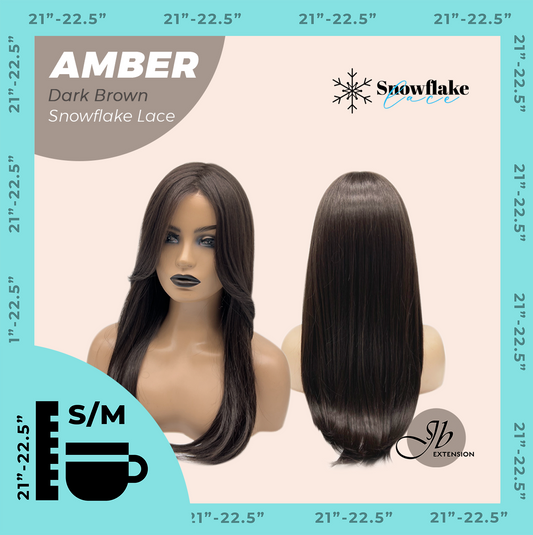 [PRE-ORDER] JBEXTENSION 21 Inches Straight Dark Brown Pre-Cut T Part Snowflake Lace Frontlace Glueless Wig AMBER DARK BROWN【BENDY EAR TABS】
