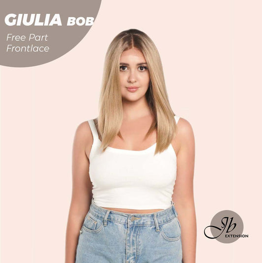 JBEXTENSION 14 Inches Bob Cut Balayage Blonde With Dark Root Frontlace Glueless Wig GIULIA BOB (FREE PARTING)
