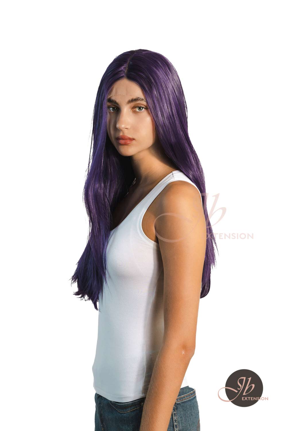 JBEXTENSION 26 Inches Dark Purple Color Long Straight Frontlace Glueless Wig VIOLET
