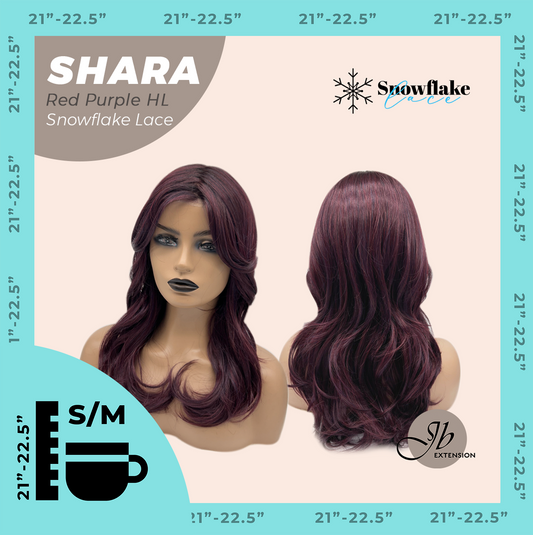 [PRE-ORDER] JBEXTENSION 17 Inches Curly Red Purple Highlight Pre-Cut T Part Snowflake Lace Frontlace Glueless Wig SHARA RED PURPLE HIGHLIGHT【BENDY EAR TABS】