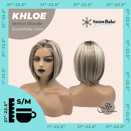 JBEXTENSION 12 Inches Bob Cut Venice Blonde Pre-Cut Snowflake Lace Frontlace Glueless Wig KHLOE VENICE BLONDE【PERMATEASE】【BENDY EAR TABS】