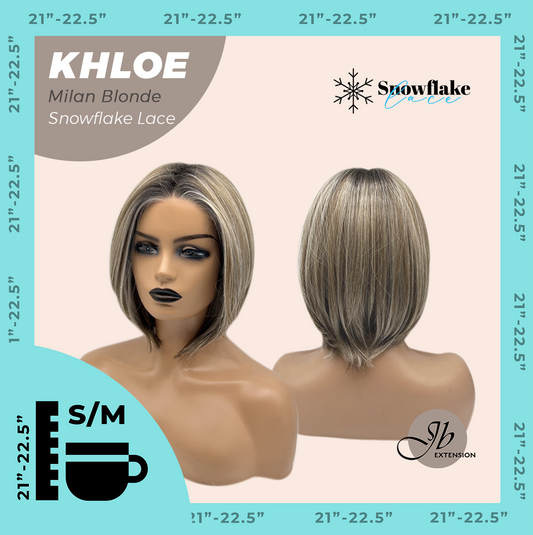 JBEXTENSION 12 Inches Bob Cut Milan Blonde Pre-Cut Snowflake Lace Frontlace Glueless Wig KHLOE MILAN BLONDE【PERMATEASE】【BENDY EAR TABS】
