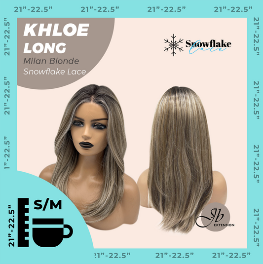 JBEXTENSION 18 Inches Milan Blonde Pre-Cut Snowflake Lace Frontlace Glueless Wig KHLOE LONG MILAN BLONDE【PERMATEASE】【BENDY EAR TABS】- S/M