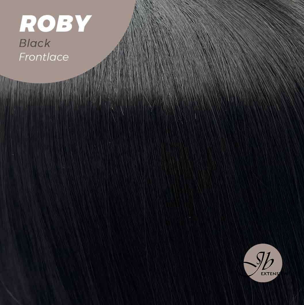 JBEXTENSION 22 Inches Jet Black Medium Length Women Frontlace Glueless Wig ROBY BLACK