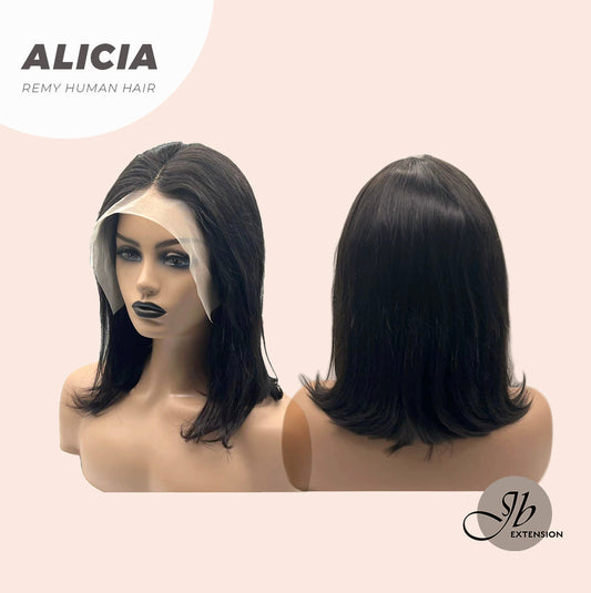 JBEXTENSION 12 Inches 13*4 Real Human Hair Bob Cut Short Straight Lace Frontal Wig ALICIA