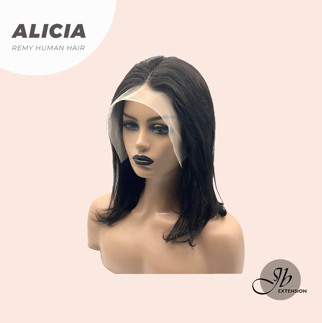 JBEXTENSION 12 Inches 13*4 Real Human Hair Bob Cut Short Straight Lace Frontal Wig ALICIA