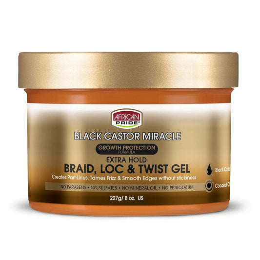 African Pride Black Castor Miracle Braid Loc & Twist Gel 8 oz