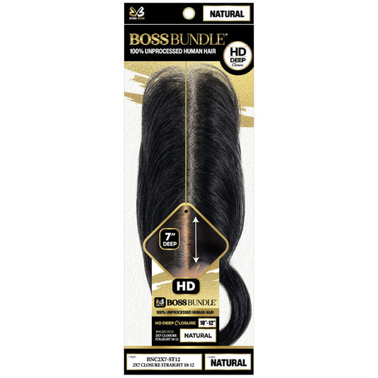 Bobbi Boss Bundle100% Unprocessed Human Hair HD Deep Lace Closure - BNC2X7-ST12 - 2x7 CLOSURE STRAIGHT 10-12