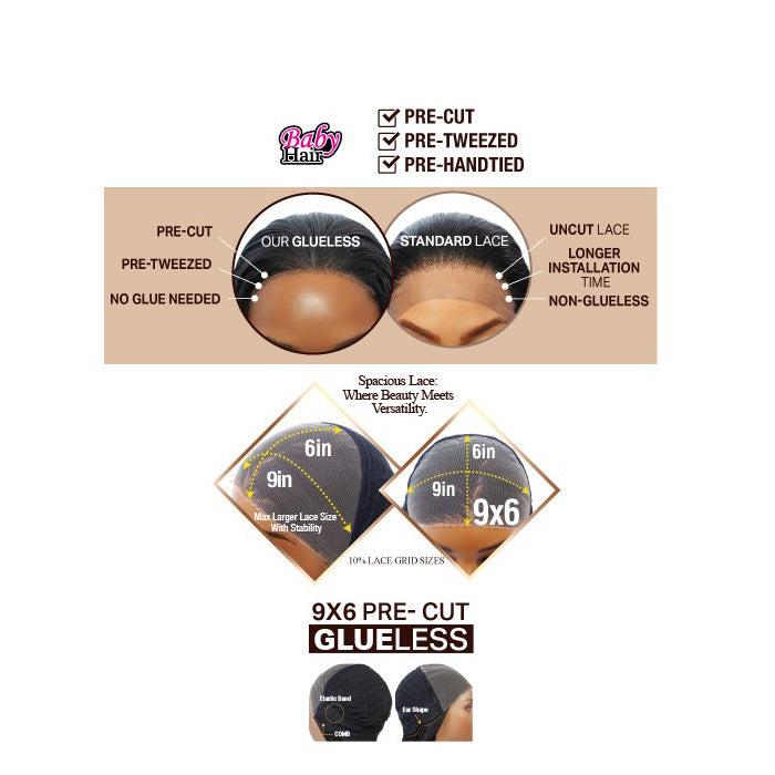 Mane Concept Brown Sugar SkinBond Lace Glueless HD 9x6 Lace Front Wig - BSSB213 - PRE-CUT 05 - Human Hair Blend