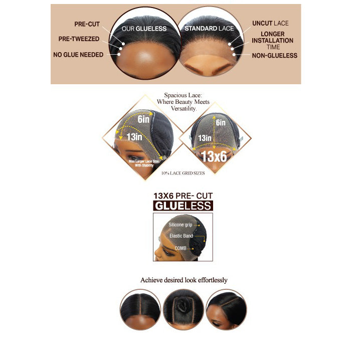 Mane Concept Brown Sugar SkinBond Lace Glueless HD 13X6 Lace Front Wig - BSSB215-GLUELESS 09 - Human Hair Blend