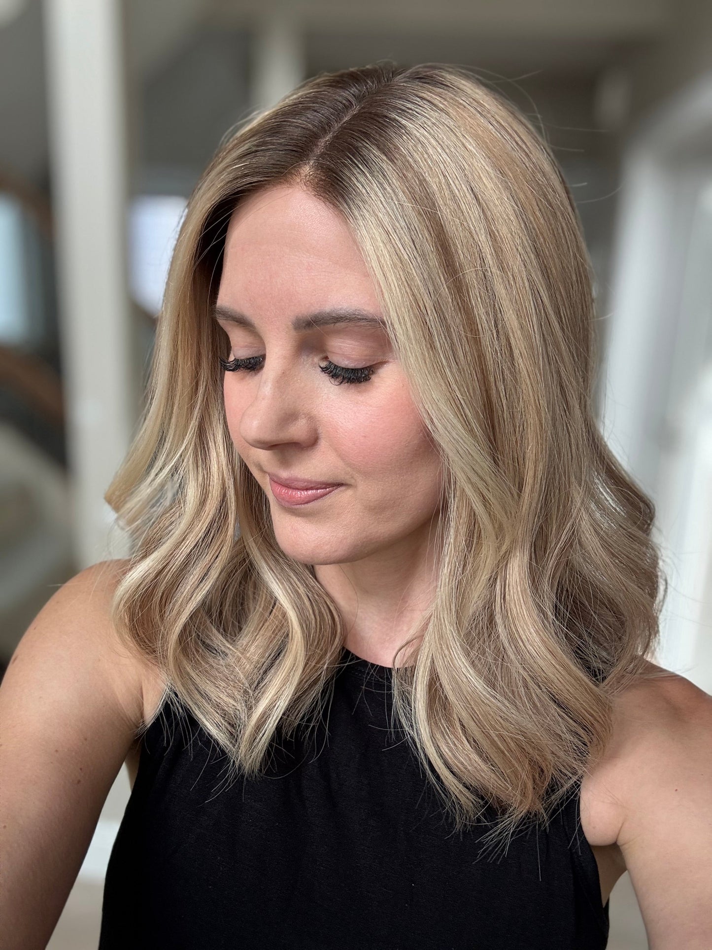 18" Olivia LOB Comfort Cap Lace Top Wig (M)